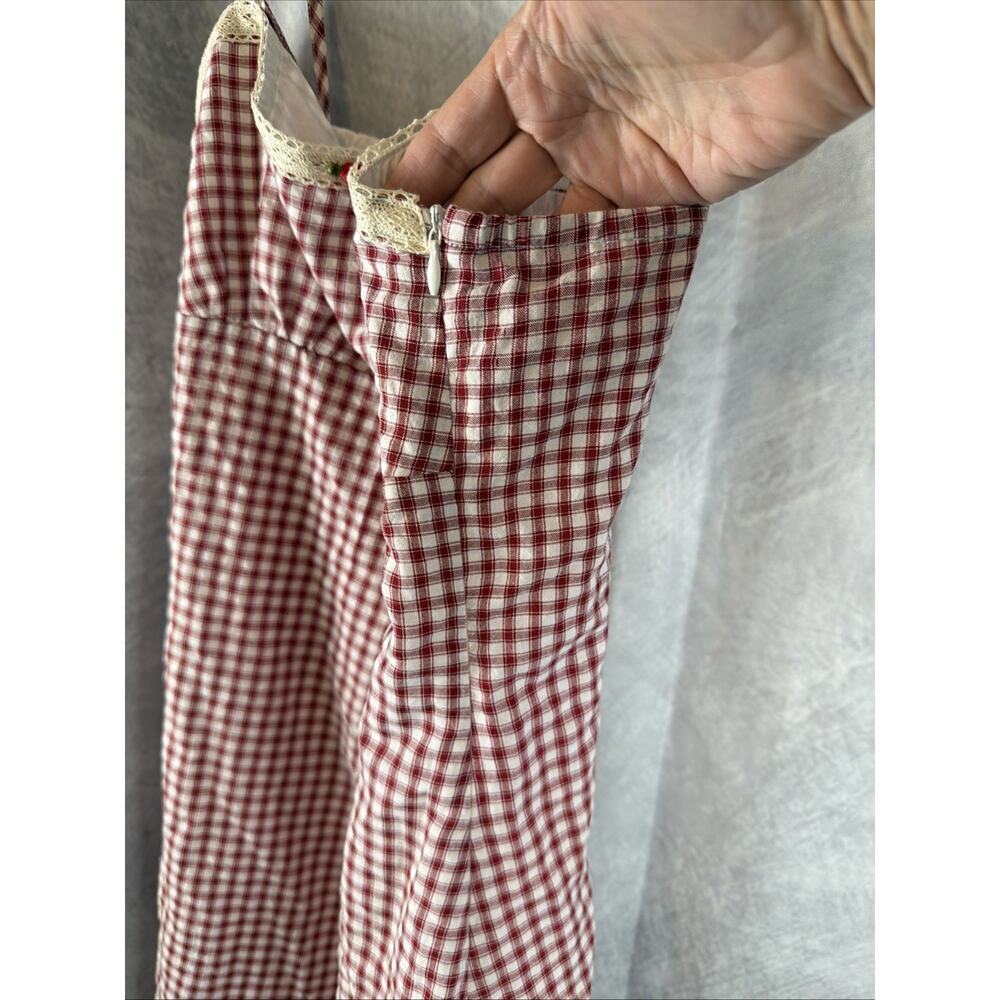 Princess Polly Gingham Mini Dress Red Check White Lace Tie Strap Sundress US 6 - Picture 4 of 10